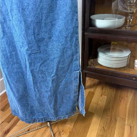 Vintage Eddie Bauer Denim Long Maxi Skirt Size 16 Button Side Slit 100% Cotton - Picture 2 of 6